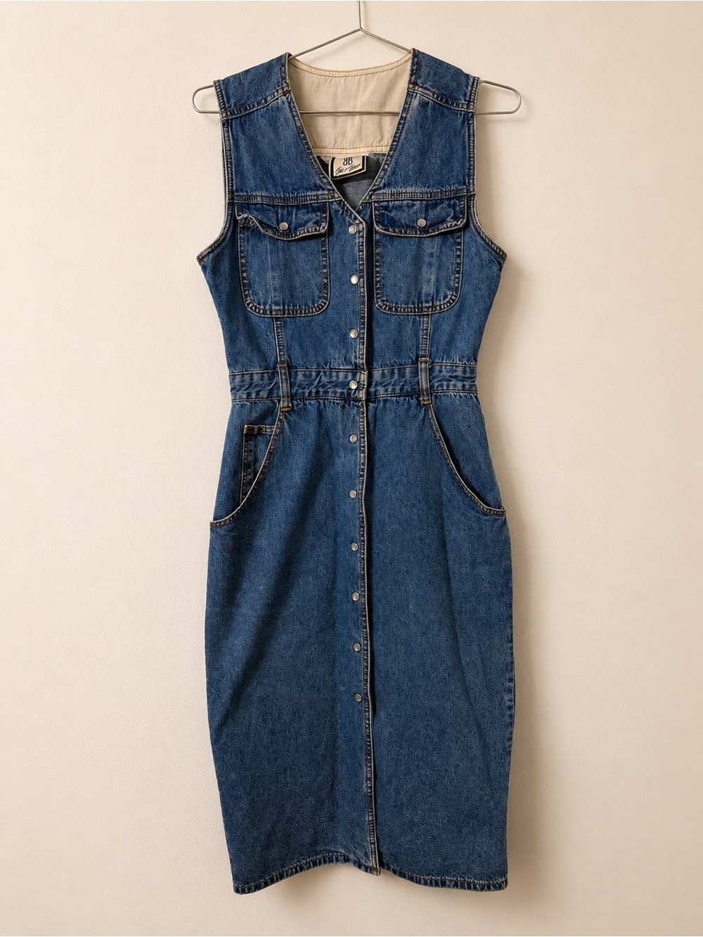 Vintage Bill Blass sleeveless denim midi dress